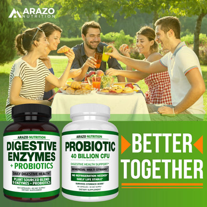 Arazo Nutrition Probiotic 40B CFU - Time-Release & Shelf-Stable (2 Pack)