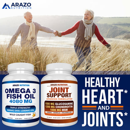 Arazo Nutrition Wild Caught Omega-3 Fish Oil – 120 Soft Gels, High EPA & DHA, Lemon Burpless