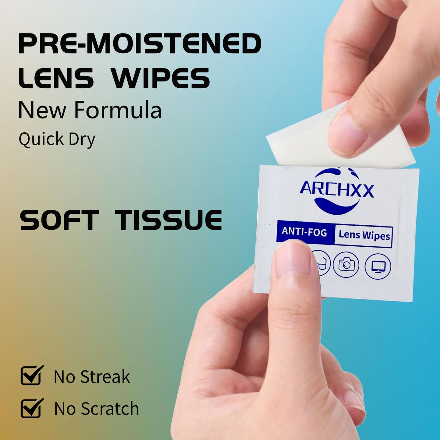 ARCHXX Anti Fog Wipes for Glasses - 240 Count, Pre-Moistened Lens Cleaner