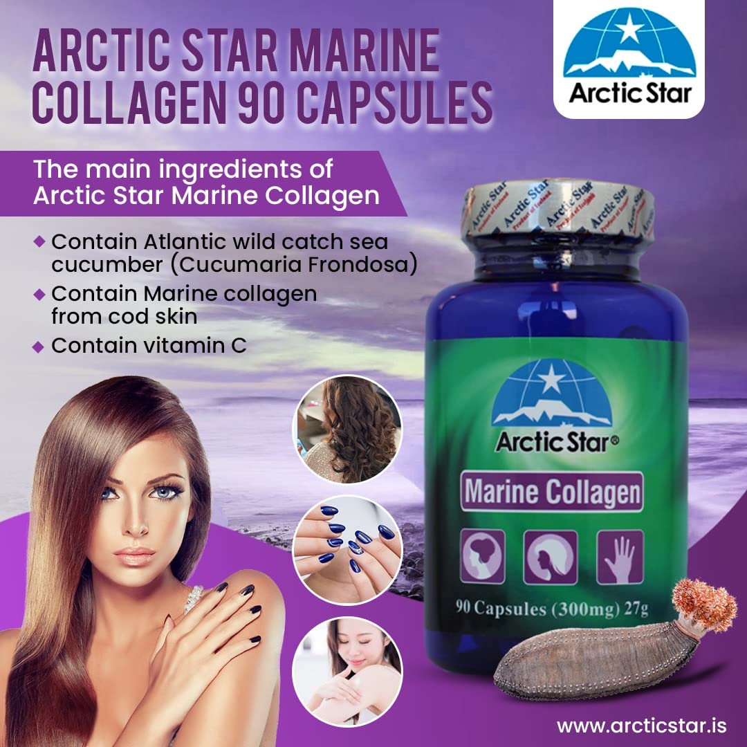 Arctic Star Marine Collagen – Hydrolyzed Collagen from Iceland (90 Capsules) for Skin, Hair & Nails