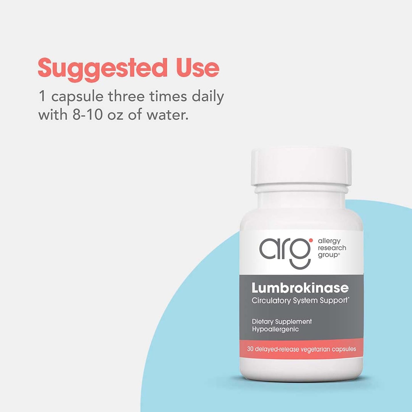 ARG Lumbrokinase Circulatory System Support – Delayed-Release Enzyme Supplement | Allergy Research Group