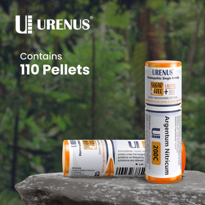 Argentum Nitricum 200C – Sugar Free & Lactose Free Homeopathic Remedy (110 Pellets) | Urenus