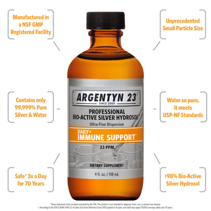Argentyn 23 Pro Bio-Active Silver Hydrosol – Immune Support, 23ppm, 4oz Twist-Top