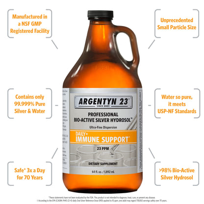Argentyn 23 Professional Immune Support – Bio-Active Silver Hydrosol, 64 oz