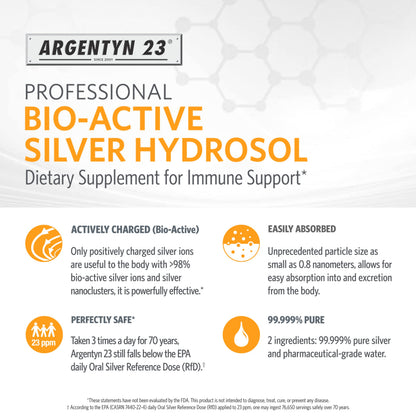 Argentyn 23 Professional Immune Support – Bio-Active Silver Hydrosol, 23 ppm, 8 oz