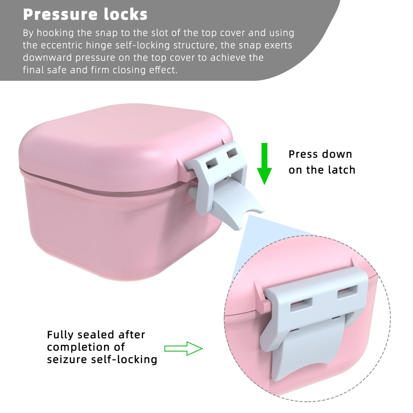 ARGOMAX Leak-Proof Denture Bath Cup – Portable Denture Box with Strainer (Pink & White)