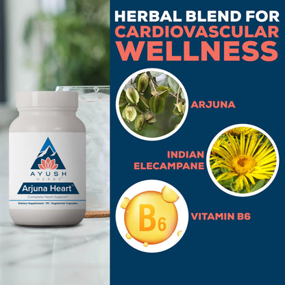 Ayush Herbs Arjuna Heart | Heart Support Supplement | 90 Vegetarian Capsules
