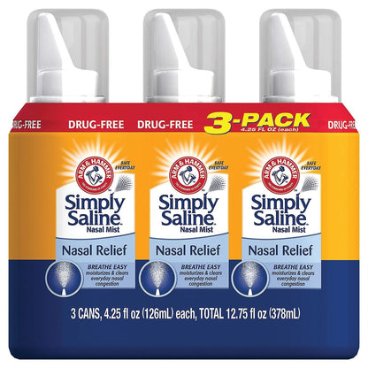Arm & Hammer Simply Saline Nasal Mist Original — Giant 3-Pack (4.25 oz each)