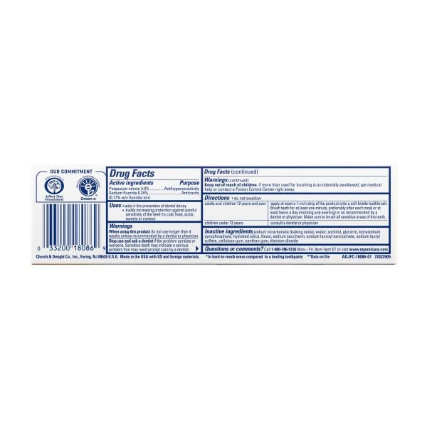 Arm & Hammer Sensitive Toothpaste - Pack of 3, Whitening, Fresh Mint 4.5 oz