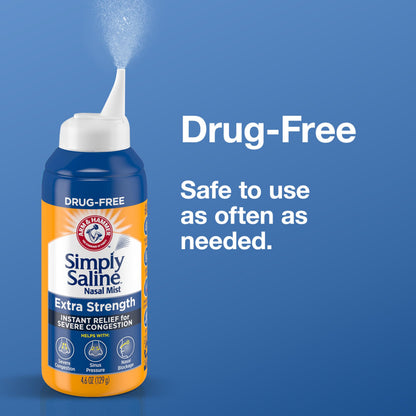 Arm & Hammer Simply Saline Extra Strength Nasal Spray – Severe Congestion Relief, 4.6oz 3-Pack
