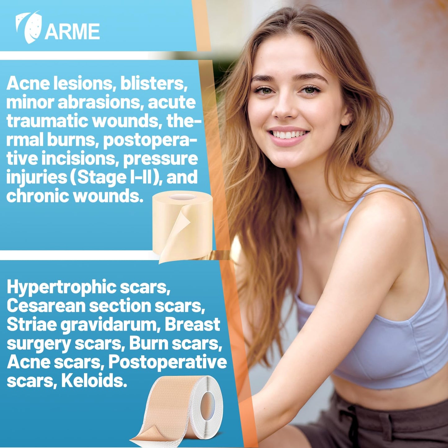 Arme Hydrocolloid Roll & Silicone Scar Tape — Complete Wound Care Duo