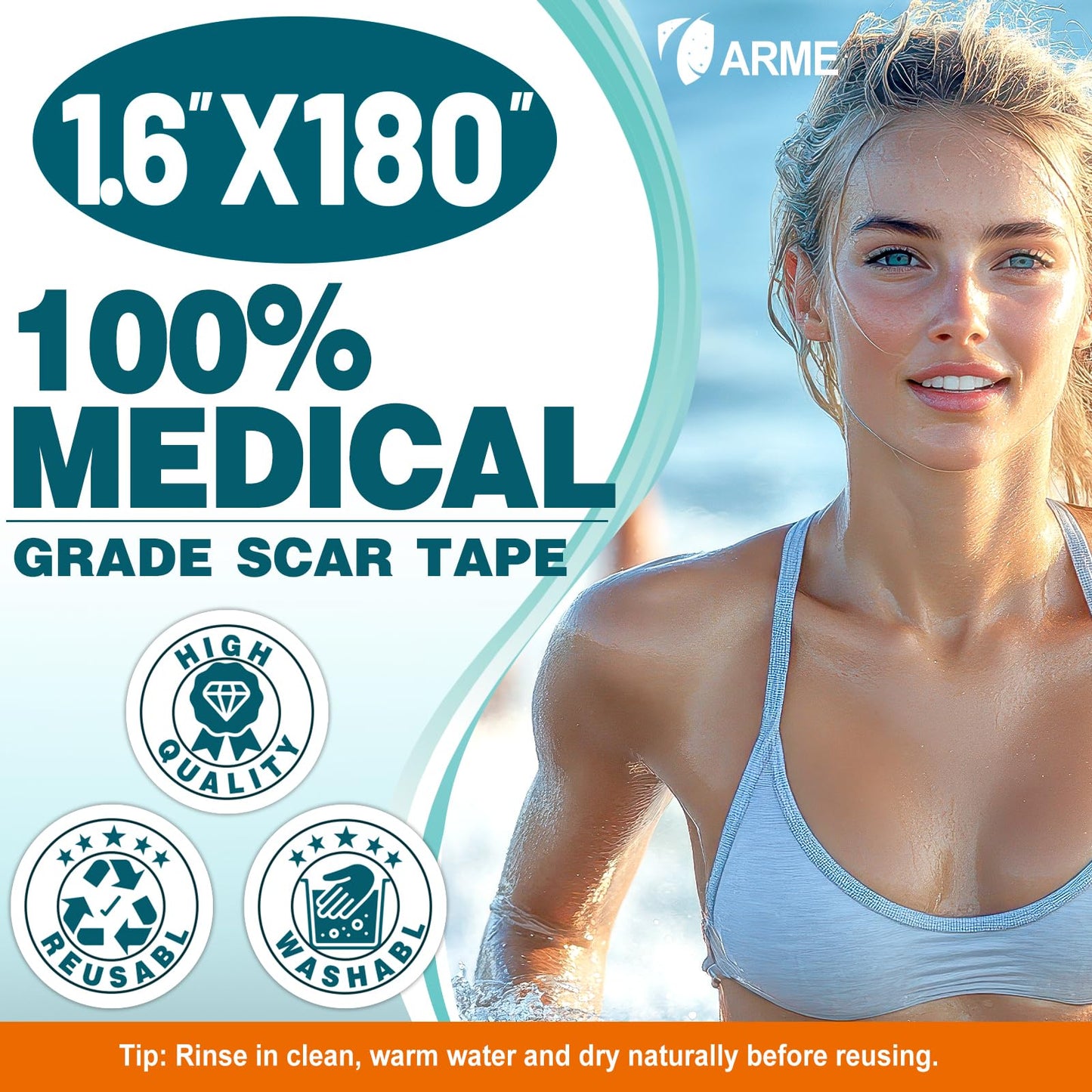 Arme Silicone Scar Tape Roll (1.6x180) – Medical-Grade Scar Sheets for Surgical Scars