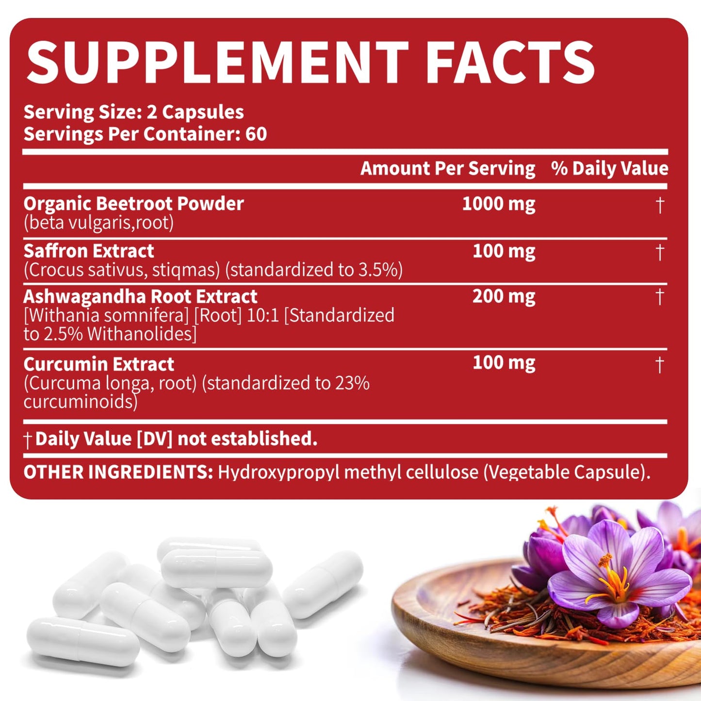 Arofum Saffron Extract with Ashwagandha – Mood & Focus Support, 120 Count