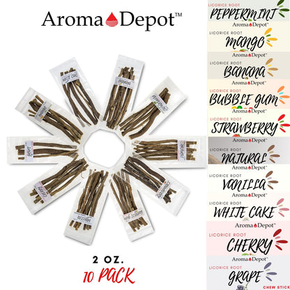 Aroma Depot Licorice Root Chew Sticks Variety Pack 2 oz - 10 Flavors