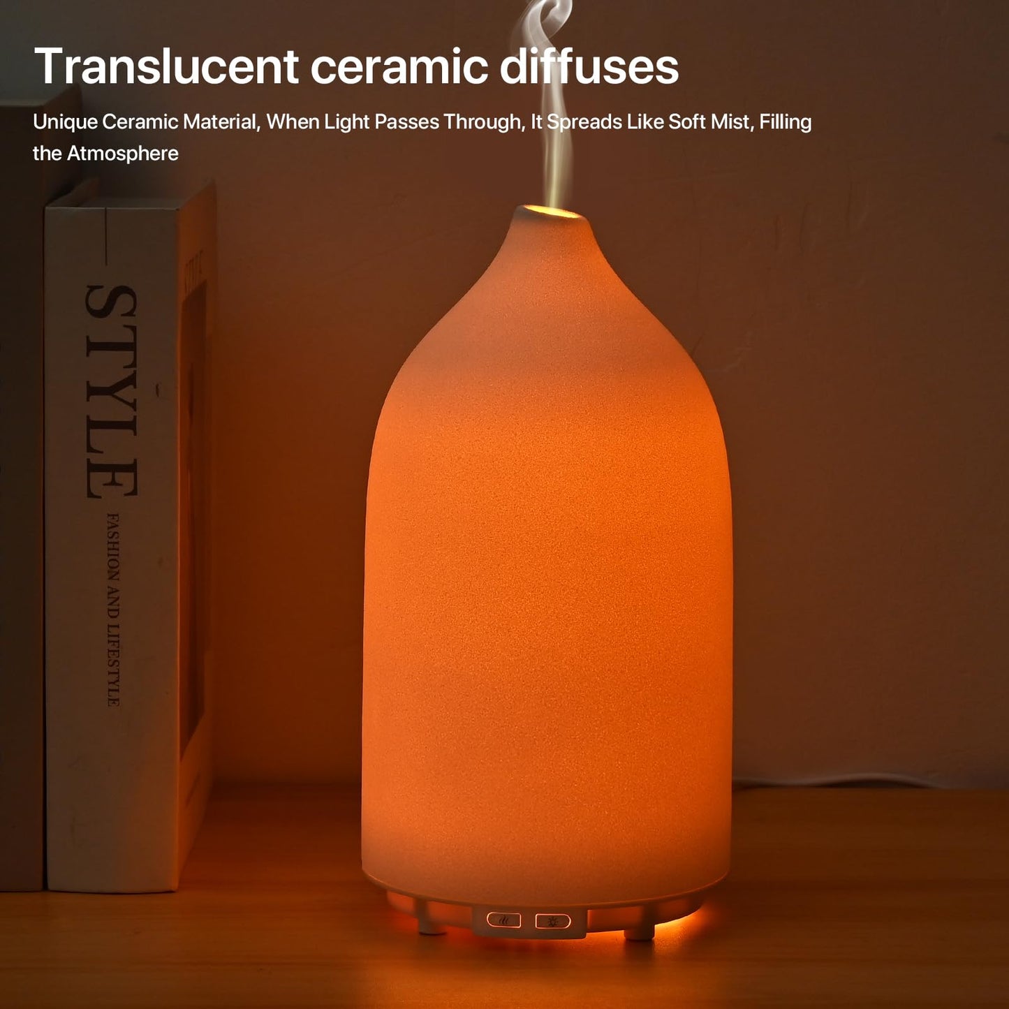 Aroma Diffuser 500ML Ceramic Ultrasonic – 7-Color LED, Auto Off