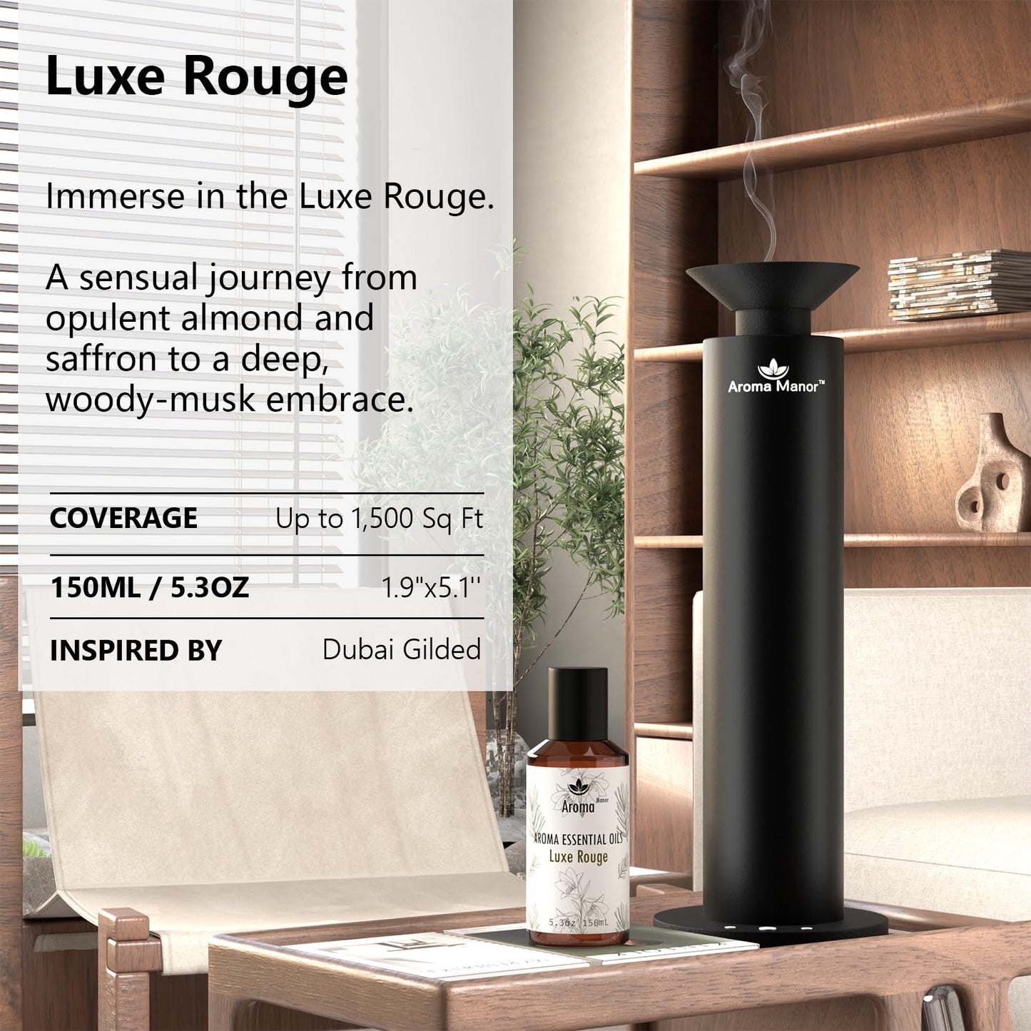 Aroma Manor Hotel Scents Luxe Rouge – Baccarat Hotel Inspired Essential Oil for Diffusers | 150mL