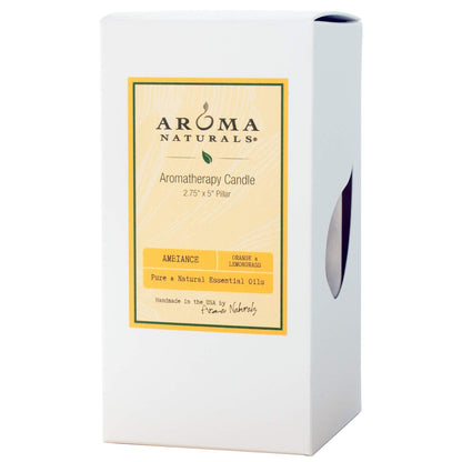 Aroma Naturals Orange & Lemongrass Pillar Candle – 2.75 x 5 in, Pure Essential Oils