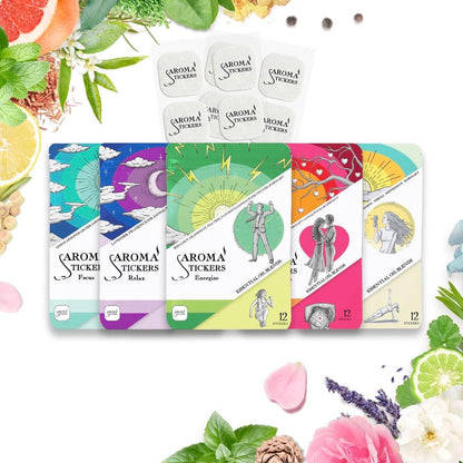 AROMA STICKERS Original Blend Edition – 60 Natural Diffuser Stickers (5 Blends, 12 Each)