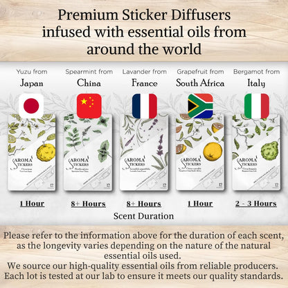 AROMA STICKERS® - 100% Natural Essential Oil Stickers (Pack of 5) for Face Mask & Pillow