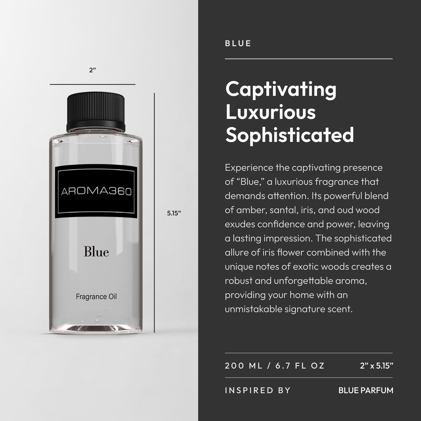 Aroma360 Blue Diffuser Oil Blend | Luxury Essential Aromatherapy Reed Diffuser | 6.7 fl oz (200 mL)