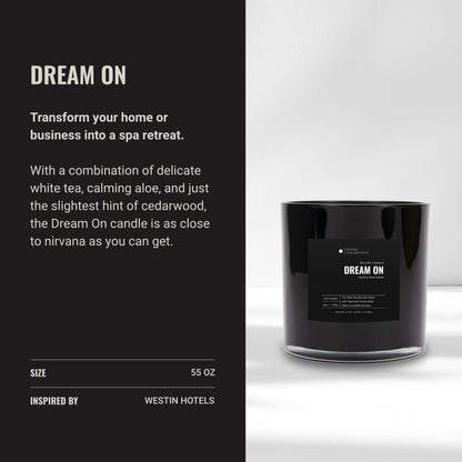 Aroma360 Dream On Deluxe Candle – Hotel-Inspired Scent with White Tea, Vanilla & Cedar | 55oz, 300-Hour Burn