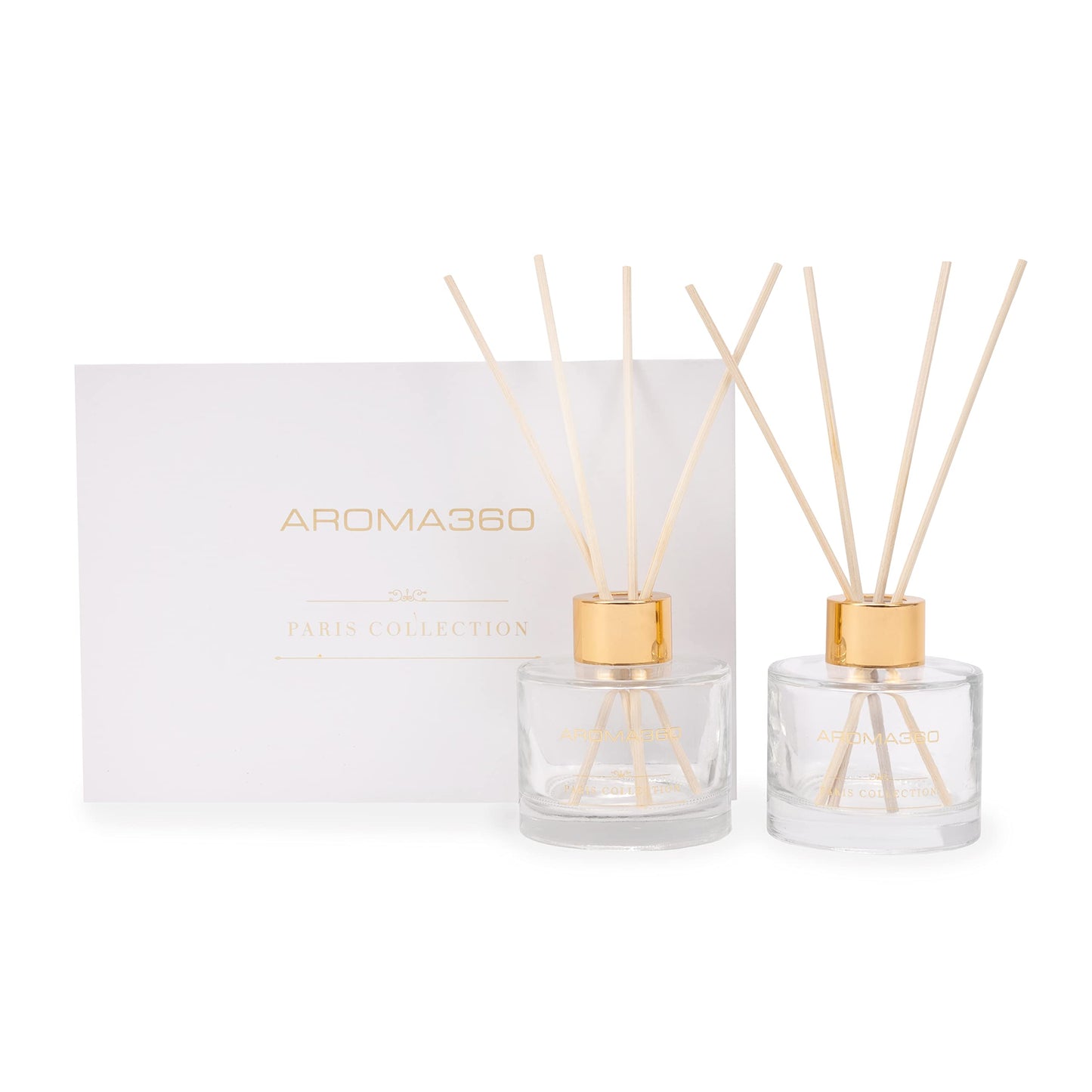 Aroma360 Escapade Paris Collection Reed Diffuser Duo | Luxury Aromatherapy Diffusers - Lemon, Ocean, Bergamot & Jasmine