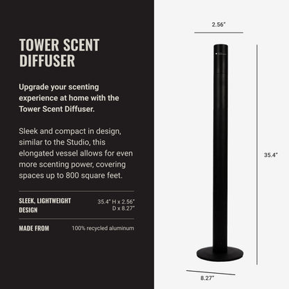 Hotel Collection Tower Scent Diffuser by Aroma360 — Remote, Waterless Diffusion, Up to 800 sq ft