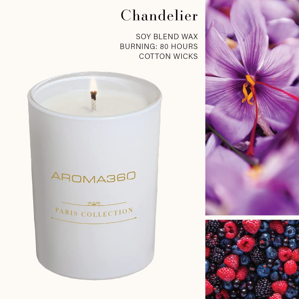 Aroma360 Paris Collection Chandelier Trio – Bergamot, Jasmine, Saffron & Sweet Berry Soy Candles