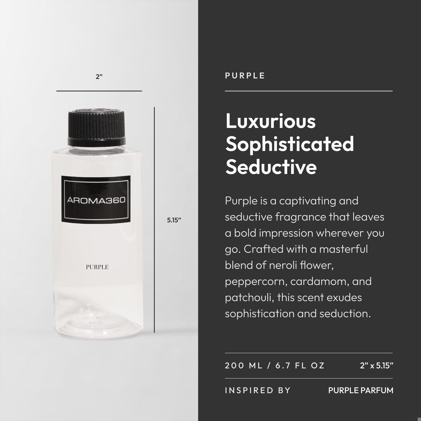 Aroma360 Purple 200mL – Luxury Home Diffuser Oil with Neroli, Peppercorn & Patchouli