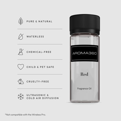 Aroma360 Red Diffuser Oil Blend – Luxury Reed Diffuser with Ruby Grapefruit, Heliotrope Petals & Amber