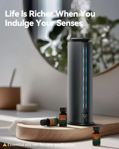 Aromadd 1800 Sq Ft Waterless Diffuser – 100ml Hotel Collection, Titanium Gray
