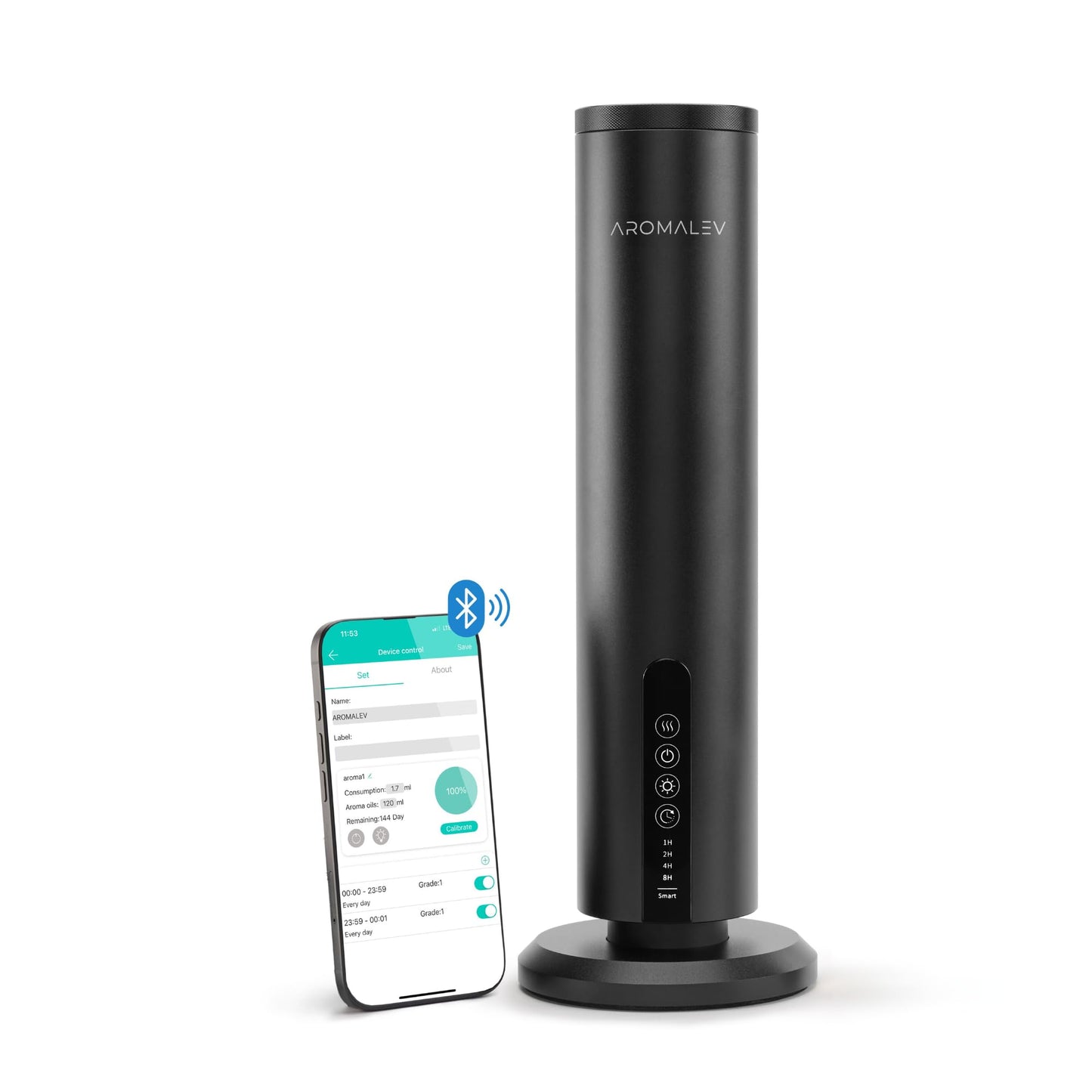 AROMALEV Waterless Tower Diffuser – Wireless, App-Controlled Aromatherapy for Large Rooms