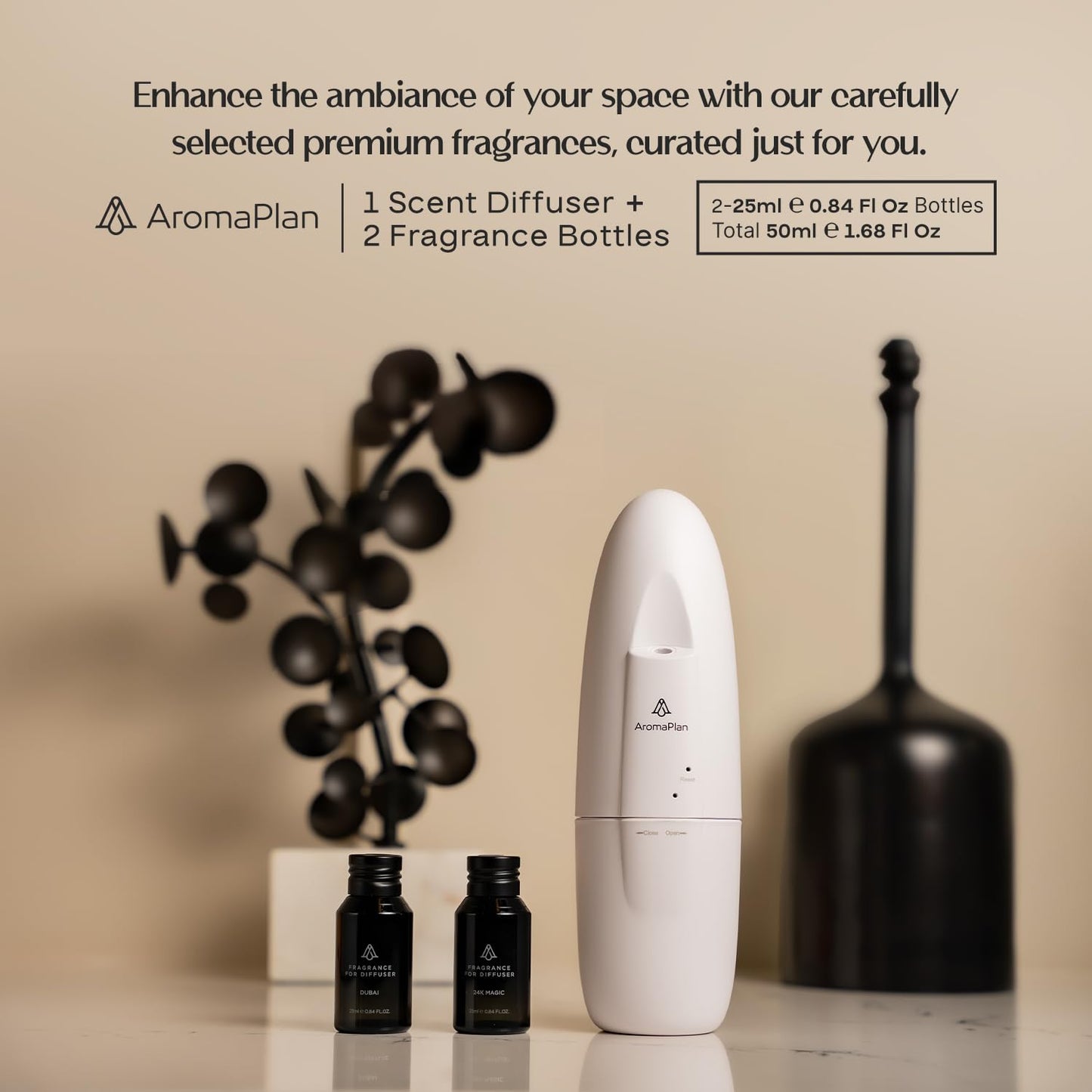 AromaPlan 5 Star Collection 2025 Plug-In Diffuser - Waterless, Bluetooth App Control, 500 sq ft (White)