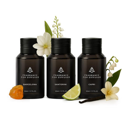 AromaPlan Destinations Collection 3-Pack Diffuser Oils – Capri, Barcelona & Santorini (50 ml) – Non-Toxic, USA-Made