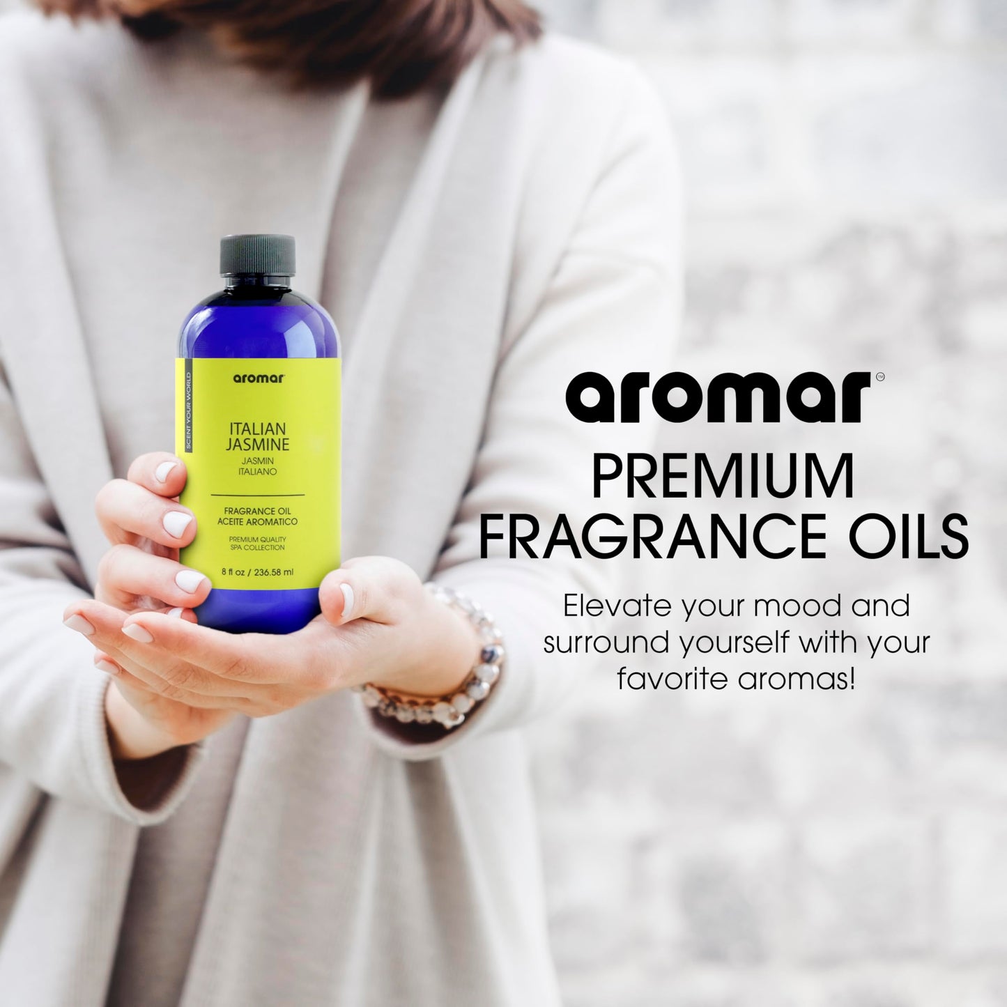 AROMAR Premium Fragrance Oil - Italian Jasmine (8oz) for Diffusers & Home Aromatherapy