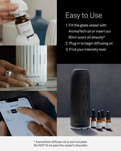 AromaTech Ambience Scent Diffuser White Stone – Waterless Nebulizing Diffuser with Bluetooth for Home, Spa & Hotels