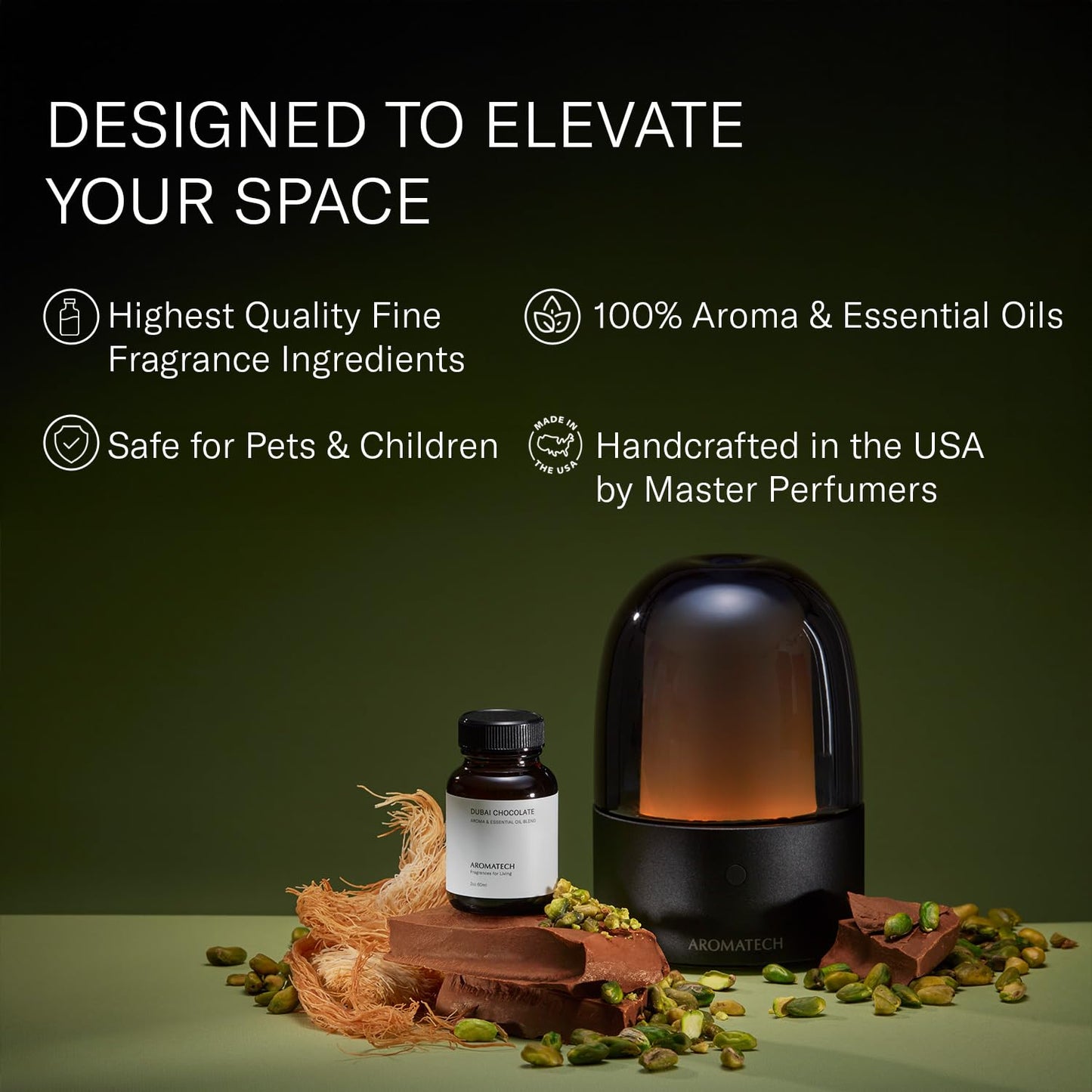 AromaTech Dubai Chocolate Essential Oils for Aroma Diffusers – 2 oz (60 mL)