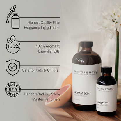 AromaTech White Tea & Thyme Essential Oil Blend – 16 oz (500 mL) for Ultrasonic Diffusers