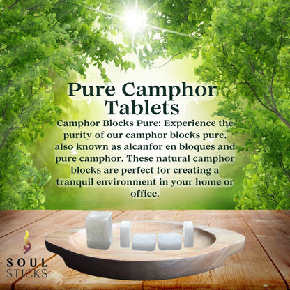 SOUL STICKS Natural Camphor Blocks & Tablets – Pure Camphor for Aromatherapy, Puja & Kapoor (56g, 12 Tablets)
