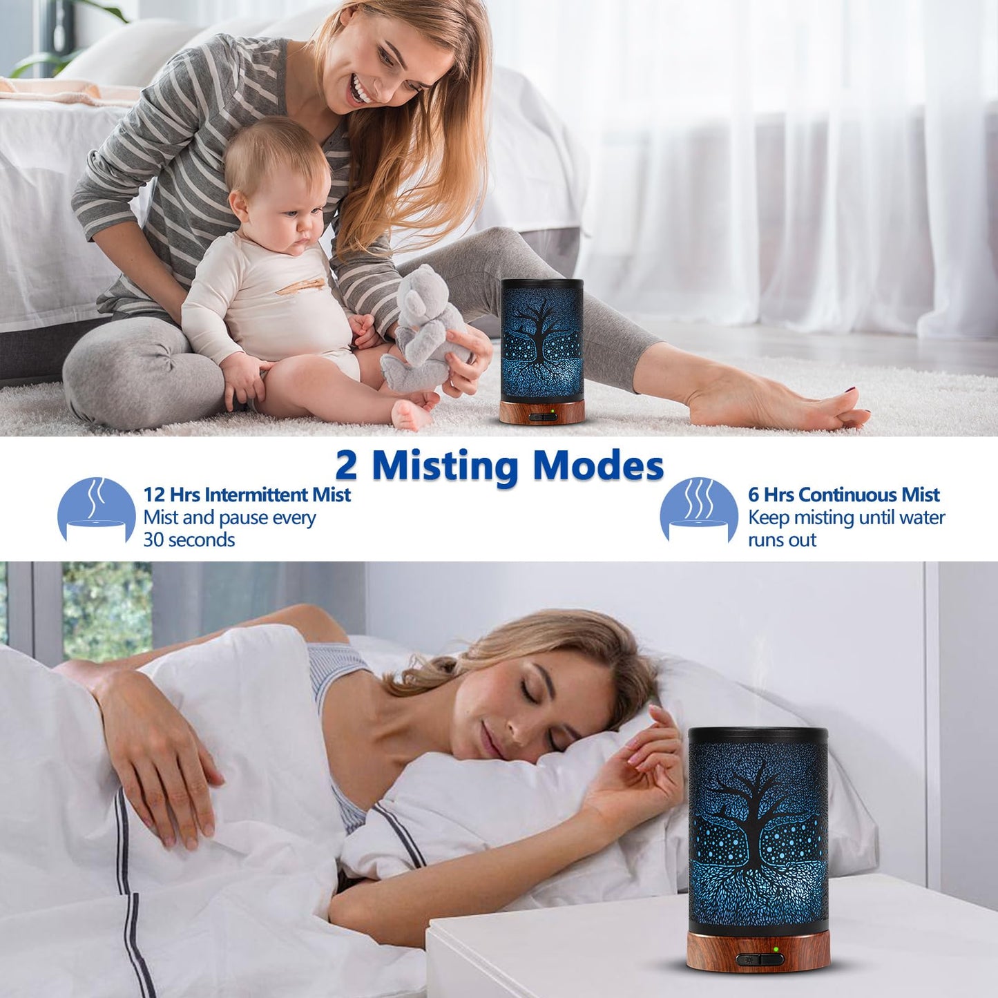 Aromatherapy Essential Oil Diffuser 150ml – Auto Shut-Off, 7-Color LED | Life Tree