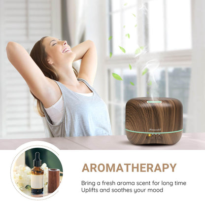 Aromatherapy Essential Oil Diffuser 300ml – Quiet Ultrasonic Humidifier, Auto-Off & Colorful Lights