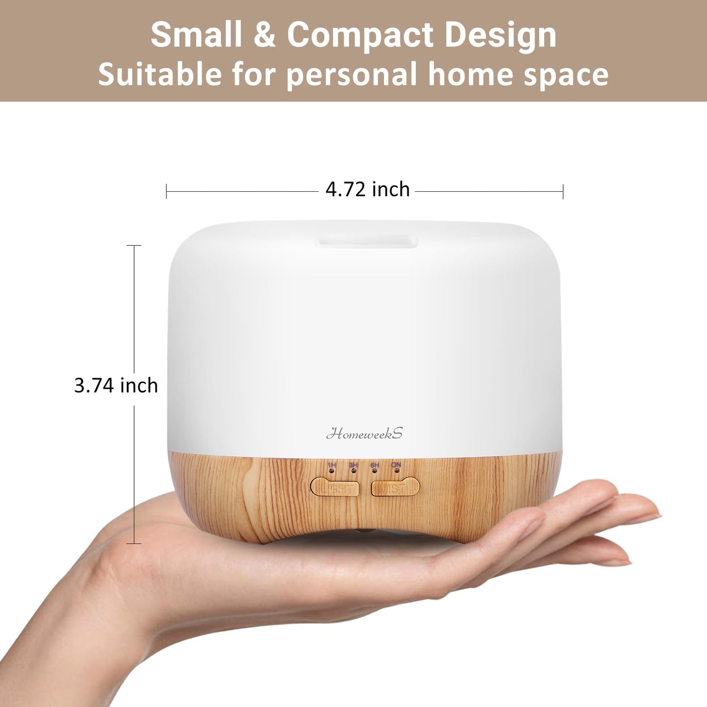 Aromatherapy Essential Oil Diffuser 300ml White – Humidifier, Night Light, Ultrasonic