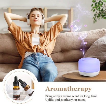 Aromatherapy Essential Oil Diffuser 300ml White – Humidifier, Night Light, Ultrasonic