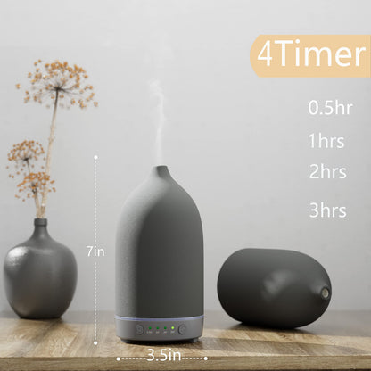 Aromatherapy Essential Oil Diffuser - 9 Color Mood Light, 4H Timer, Grey