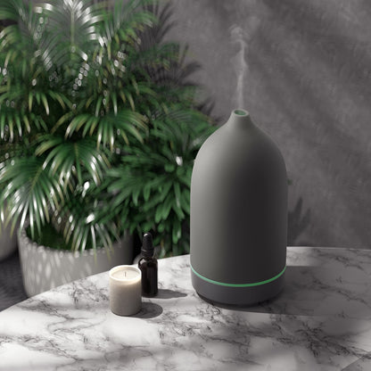 Aromatherapy Essential Oil Diffuser - 9 Color Mood Light, 4H Timer, Grey