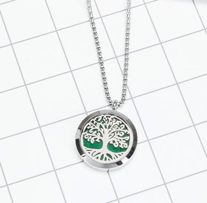 Aromatherapy Essential Oil Diffuser Necklace – Tree of Life Stainless Steel Locket Pendant