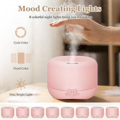 Aromatherapy Essential Oil Diffuser 300ml – Ultrasonic Humidifier with Night Light (Pink)