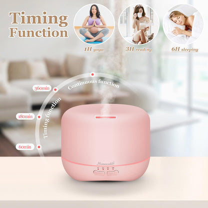 Aromatherapy Essential Oil Diffuser 300ml – Ultrasonic Humidifier with Night Light (Pink)