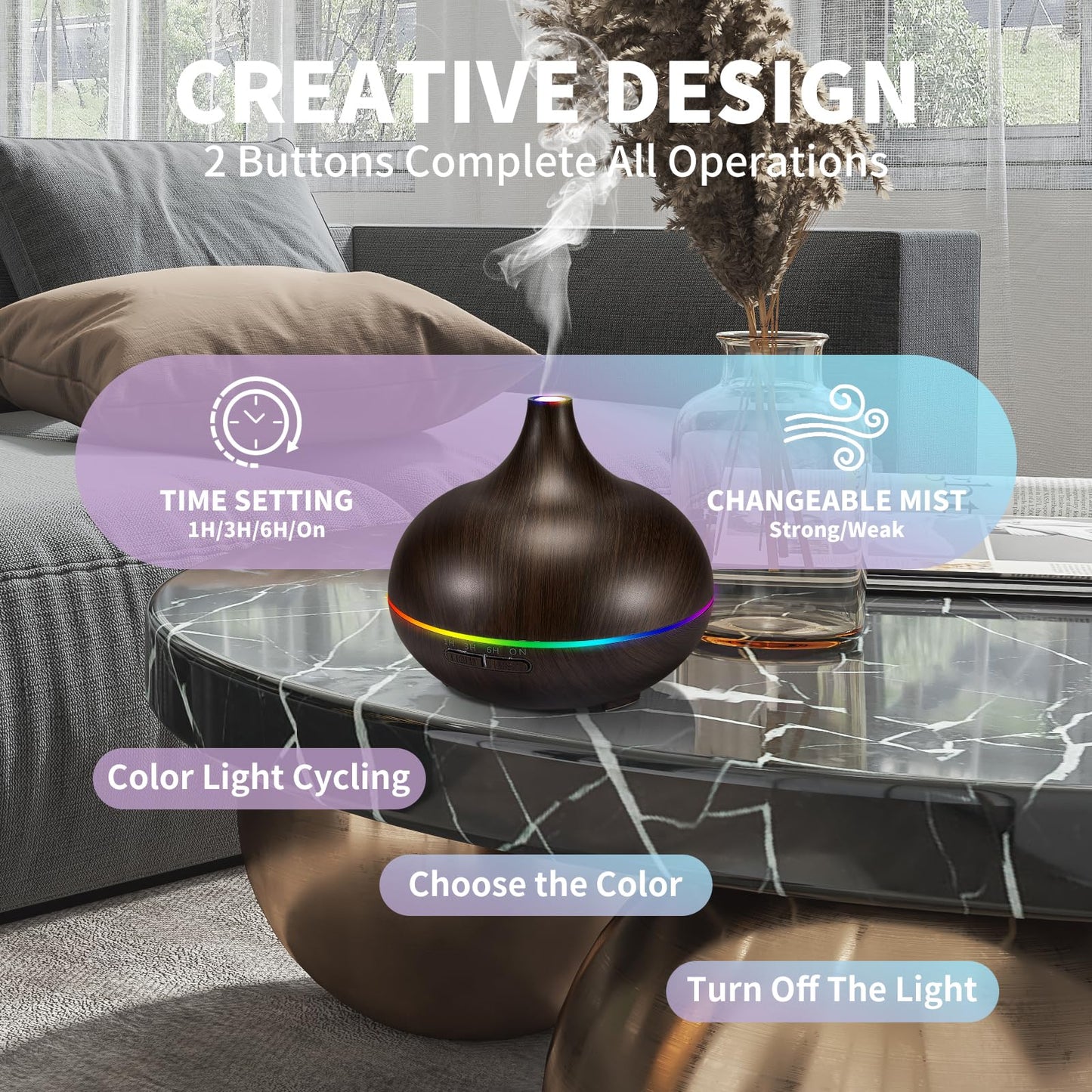 Aromatherapy Essential Oil Diffuser Set | 550ml Ultrasonic Humidifier for Large Rooms