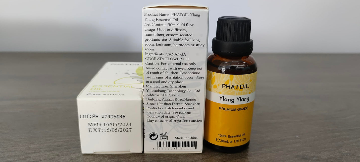 PHATOIL Ylang Ylang Essential Oil 30ml – Premium Aromatherapy, Diffuser & DIY